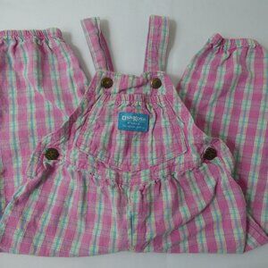 OshKosh B'gosh Vintage V-Back Plaid Overalls, Size 2T